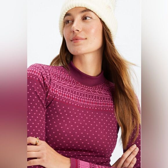 Fabletics Holly seamless long sleeve top Merlot multi new xl Nordic fair isle - Picture 4 of 9